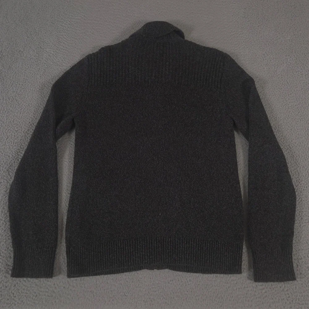 Banana Republic Sweater Mens Large Charcoal Full Zip Wool Blend Shawl Collar